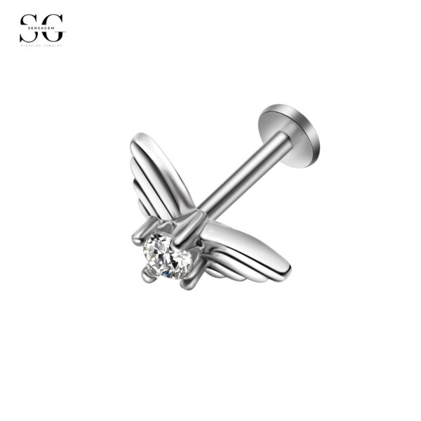 Sensagem SG549 Heart-Shaped Stainless Steel Lip Stud with Zircon, 16G Piercing - Image 8