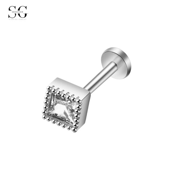 Sensagem SG549 Heart-Shaped Stainless Steel Lip Stud with Zircon, 16G Piercing - Image 6