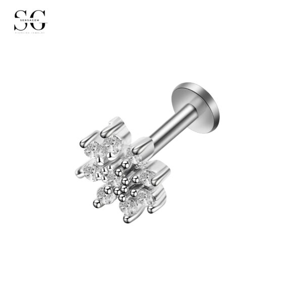 Sensagem SG549 Heart-Shaped Stainless Steel Lip Stud with Zircon, 16G Piercing - Image 4