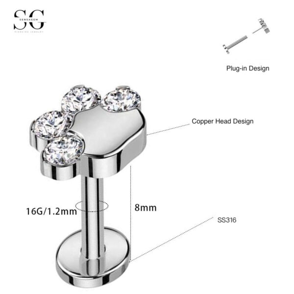 Sensagem SG551 Stainless Steel Lip Studs, Hypoallergenic, 3 Colors - Image 5