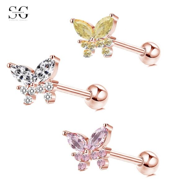 Sensagem SG552 Stainless Steel Stud Earrings with Zircon Gemstones