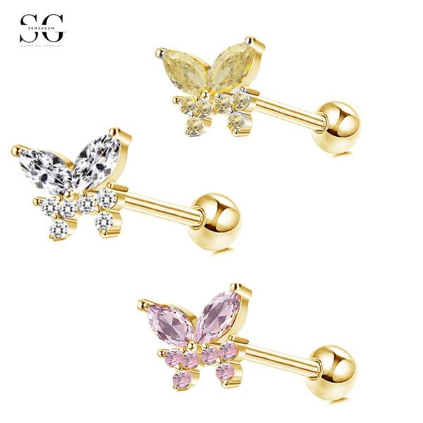 Sensagem SG552 Stainless Steel Stud Earrings with Zircon Gemstones - Image 4