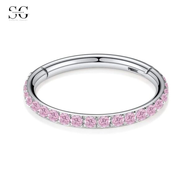 Sensagem SG554 Stainless Steel Nose Ring with Zircon Stones, 1.2*6mm~1.2*12mm - Image 4