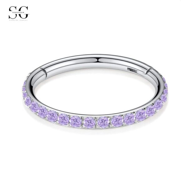 Sensagem SG554 Stainless Steel Nose Ring with Zircon Stones, 1.2*6mm~1.2*12mm - Image 3