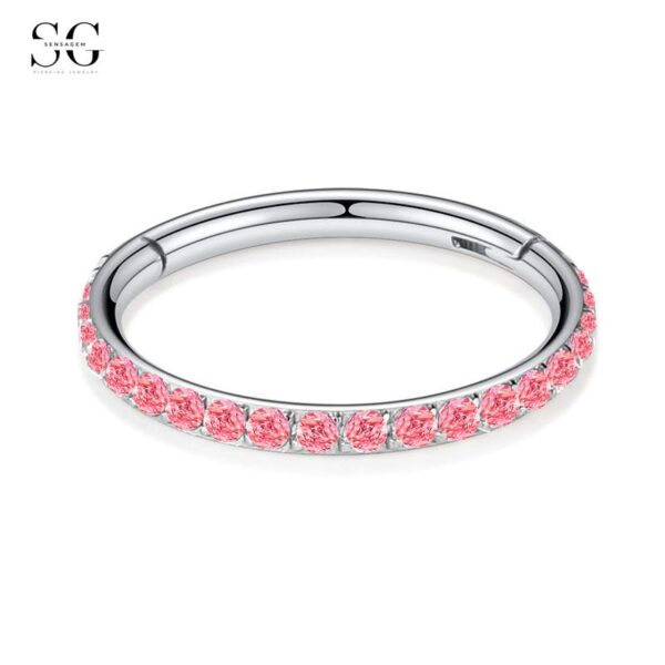 Sensagem SG554 Stainless Steel Nose Ring with Zircon Stones, 1.2*6mm~1.2*12mm - Image 2