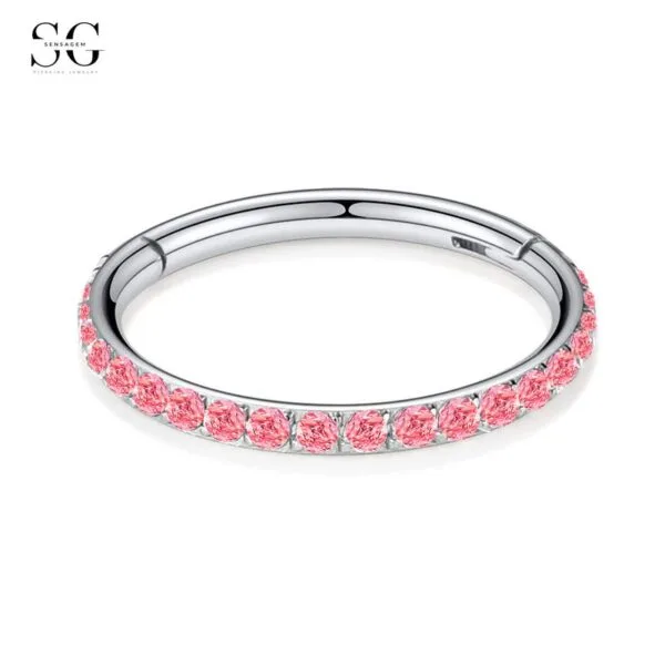 Sensagem SG554 Stainless Steel Nose Ring with Zircon Stones, 1.2*6mm~1.2*12mm - Image 2