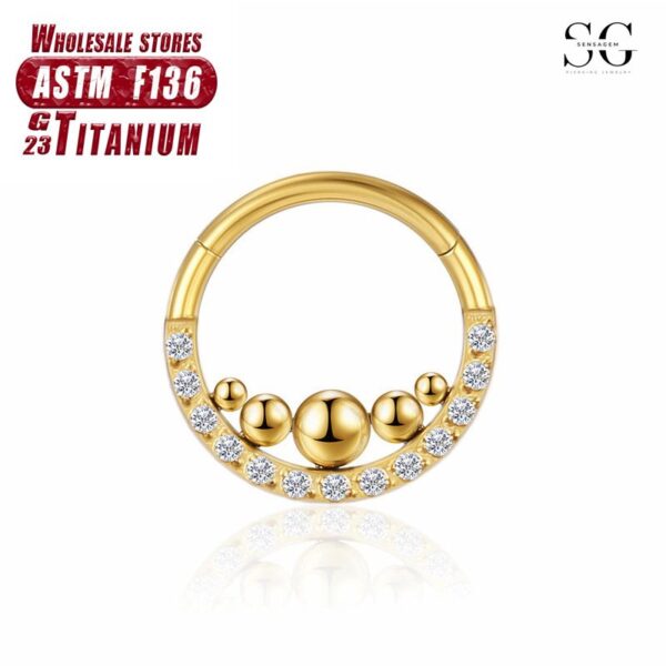 Sensagem SG557 F136 Titanium Nose Ring with Zircon Stone, 1.2*8mm & 1.2*10mm - Image 3