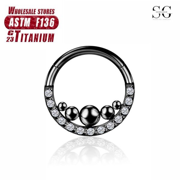 Sensagem SG557 F136 Titanium Nose Ring with Zircon Stone, 1.2*8mm & 1.2*10mm - Image 2