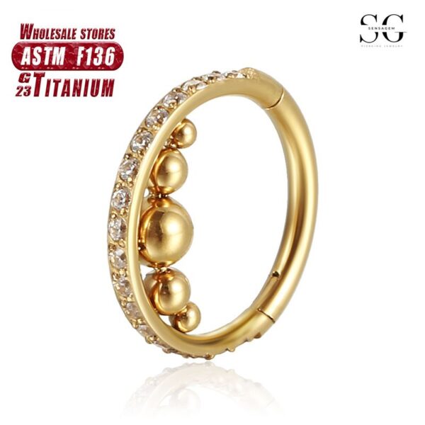 Sensagem SG558 F136 Titanium Nose Ring with Zircon, 1.2*8mm & 1.2*10mm - Image 2