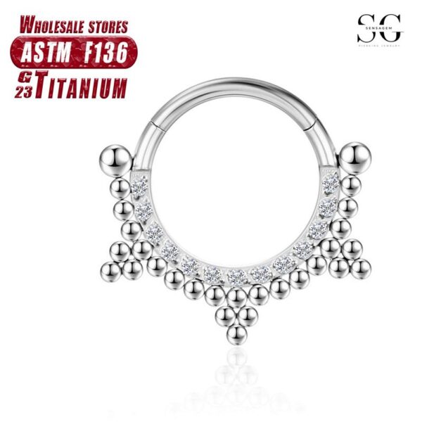 Sensagem SG560 F136 Titanium Nose Ring with Zirconia, 1.2*8-12mm