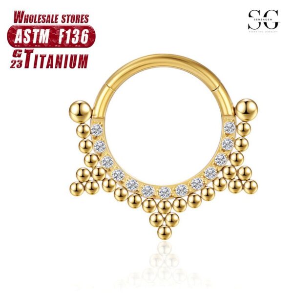 Sensagem SG560 F136 Titanium Nose Ring with Zirconia, 1.2*8-12mm - Image 4