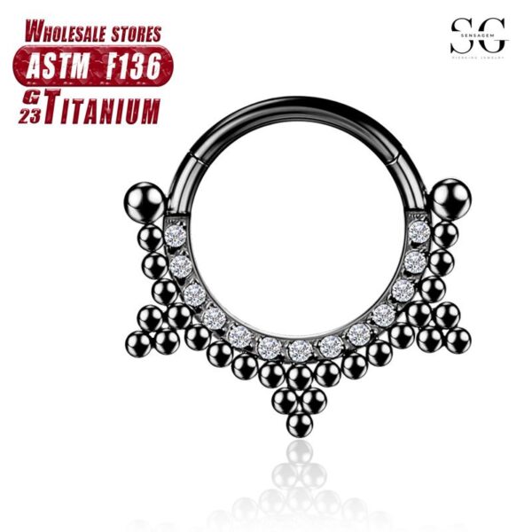 Sensagem SG560 F136 Titanium Nose Ring with Zirconia, 1.2*8-12mm - Image 3