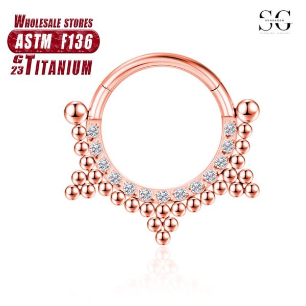 Sensagem SG560 F136 Titanium Nose Ring with Zirconia, 1.2*8-12mm - Image 2