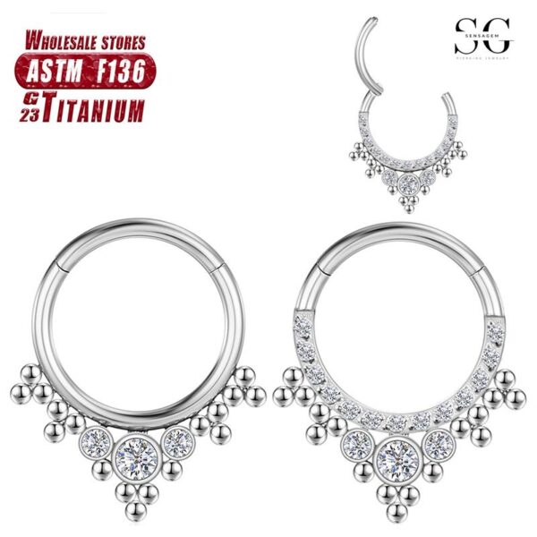 Sensagem SG561 F136 Titanium Nose Ring with Zirconia, Closed Design, 1.2*8-12mm