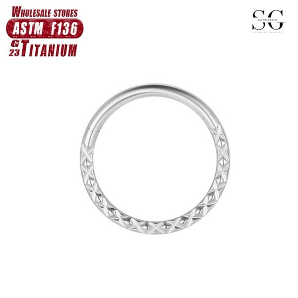 Sensagem SG563 F136 Titanium Seamless Nose Ring, CNC Carved, 1.2*8-10mm