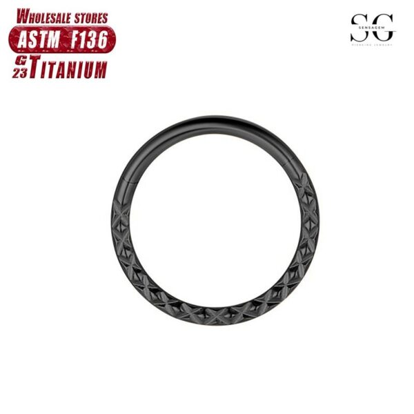 Sensagem SG563 F136 Titanium Seamless Nose Ring, CNC Carved, 1.2*8-10mm - Image 3