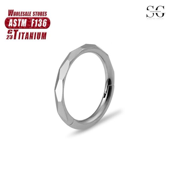 Sensagem SG564 F136 Titanium Seamless Nose Ring, CNC Carved, 1.2*8-10mm