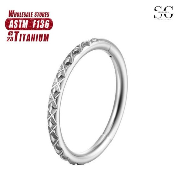 Sensagem SG566 F136 Titanium Seamless Nose Ring, CNC Carved, 1.2*8-10mm