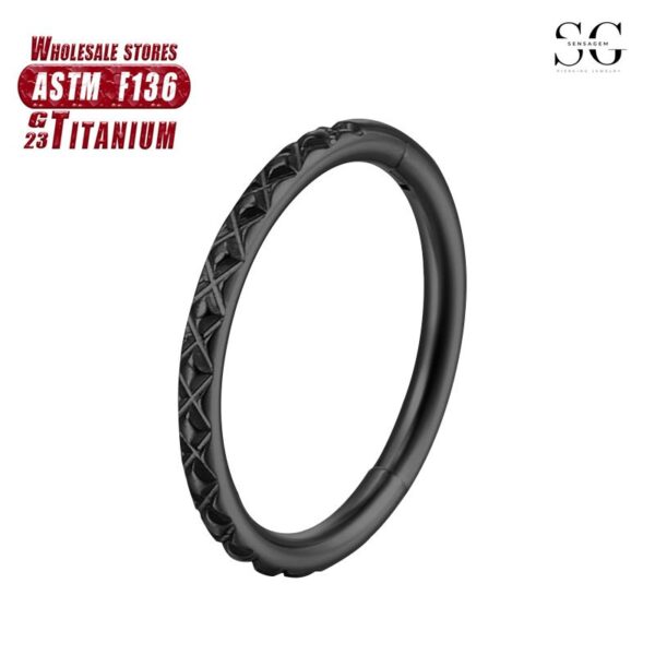 Sensagem SG566 F136 Titanium Seamless Nose Ring, CNC Carved, 1.2*8-10mm - Image 3