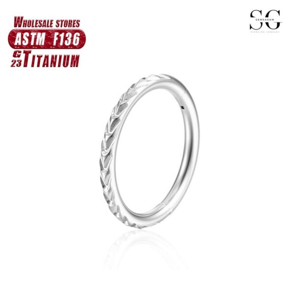 Sensagem SG567 F136 Titanium Seamless Nose Ring, CNC Carved, 1.2*8-10mm