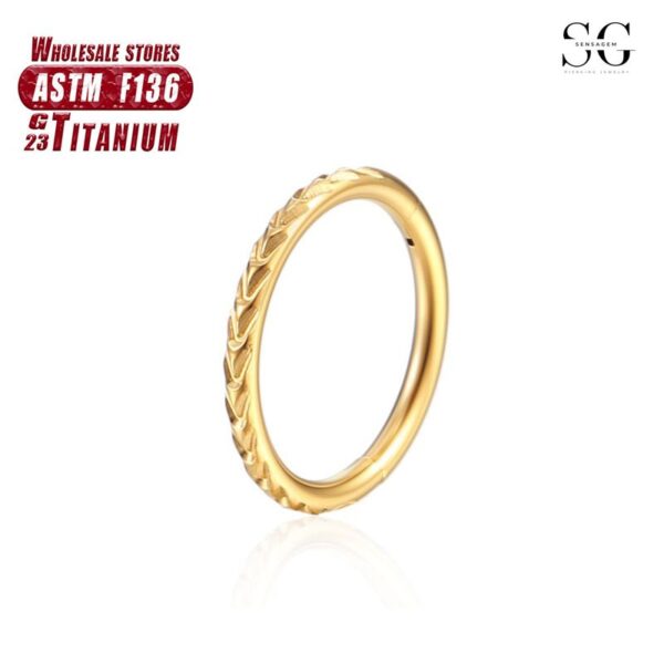 Sensagem SG567 F136 Titanium Seamless Nose Ring, CNC Carved, 1.2*8-10mm - Image 4