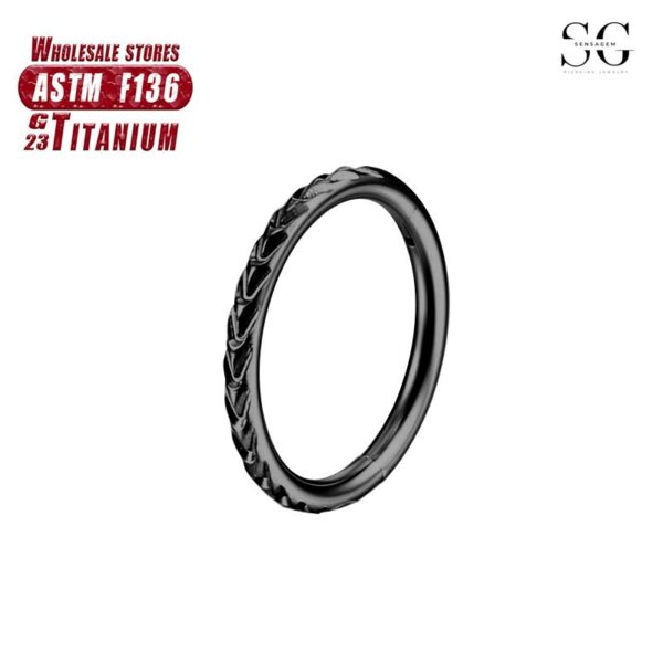 Sensagem SG567 F136 Titanium Seamless Nose Ring, CNC Carved, 1.2*8-10mm - Image 3