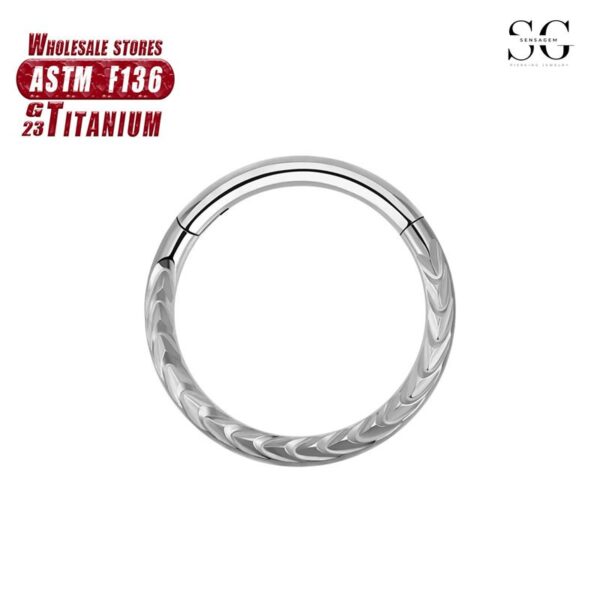 Sensagem SG568 F136 Titanium Seamless Nose Ring, CNC Carved, 1.2*8-10mm