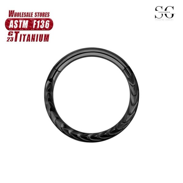 Sensagem SG568 F136 Titanium Seamless Nose Ring, CNC Carved, 1.2*8-10mm - Image 2