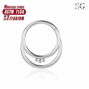 Sensagem SG569 F136 Titanium næse ring med svejset titaniumkugle, 1.2*6-10mm
