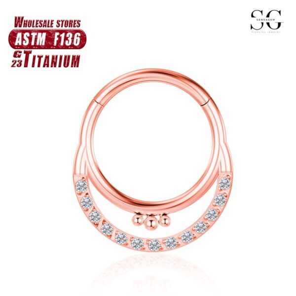 Sensagem SG570 F136 Titanium Nose Ring with Welded Ball & Zircon Inlay - Image 4