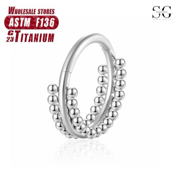 Sensagem SG571 F136 Titanium Double-Layer Nose Ring with Welded Ball