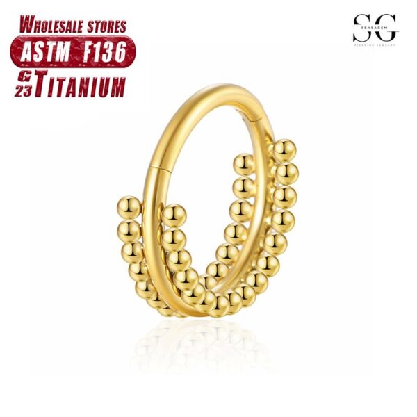 Sensagem SG571 F136 Titanium Double-Layer Nose Ring with Welded Ball - Image 3