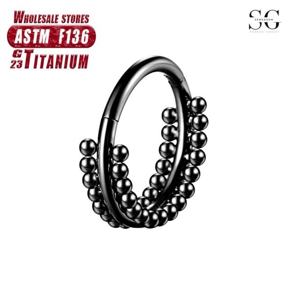 Sensagem SG571 F136 Titanium Double-Layer Nose Ring with Welded Ball - Image 2