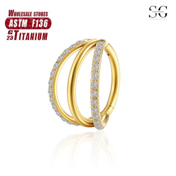 Sensagem SG575 F136 Titanium 3-Prong Nose Ring with Zircon - Image 4