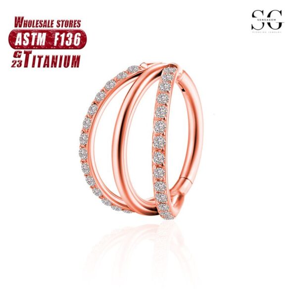 Sensagem SG575 F136 Titanium 3-Prong Nose Ring with Zircon - Image 2