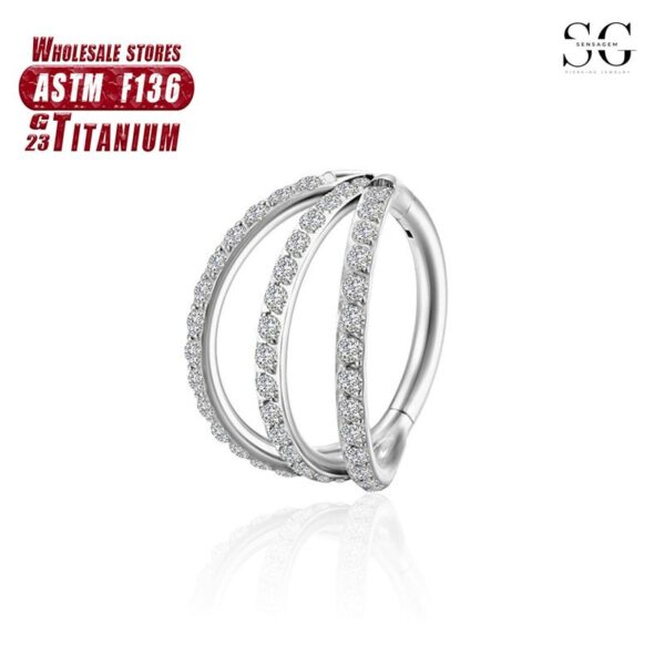 Sensagem SG576 F136 Titanium Zircon 3-Prong Nose Ring