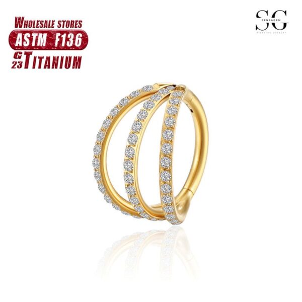 Sensagem SG576 F136 Titanium Zircon 3-Prong Nose Ring - Image 4