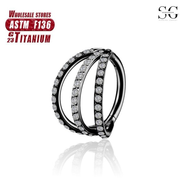 Sensagem SG576 F136 Titanium Zircon 3-Prong Nose Ring - Image 3