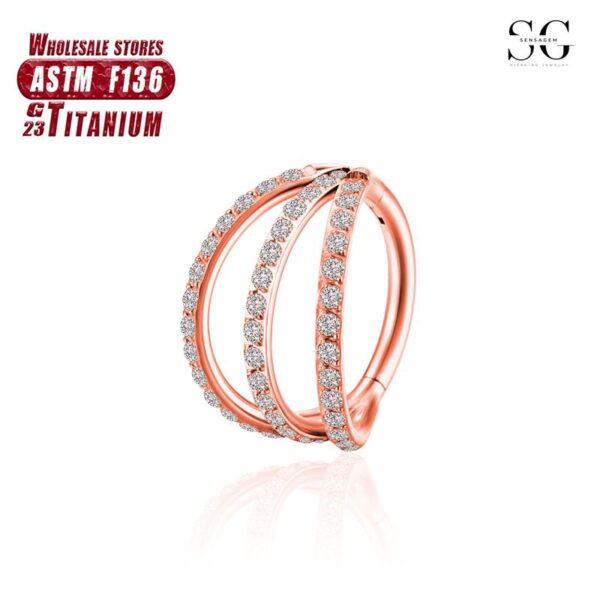 Sensagem SG576 F136 Titanium Zircon 3-Prong Nose Ring - Image 2