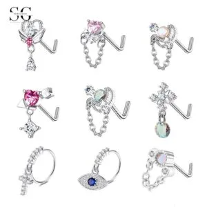 Sensagem SG550 Stainless Steel Nose Studs, Υποαλλεργικός, 4 Χρωματιστά