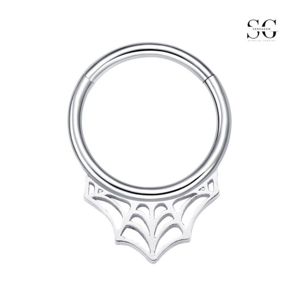 SGYS2033: 16g 316L Stainless Steel Spider Web Nose Ring (Seamless Closure) - Image 2