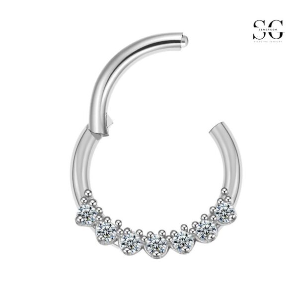 SGYS2034: 16g 316L Stainless Steel Nose Ring with Zircon Gemstones - Image 2