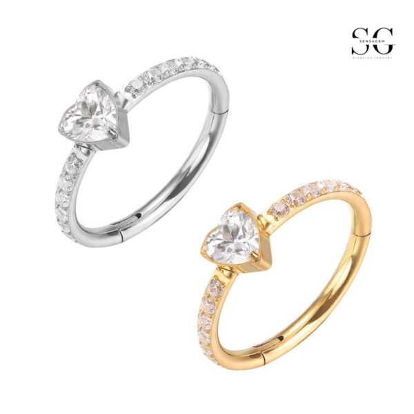 SGYS2030 16g Heart-Shaped 316L Stainless Steel Nose Ring with Zircon