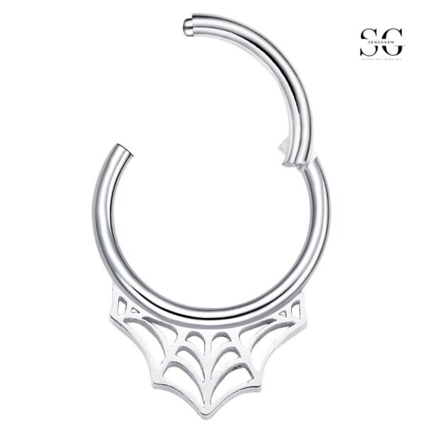 SGYS2033: 16g 316L Stainless Steel Spider Web Nose Ring (Seamless Closure) - Image 3