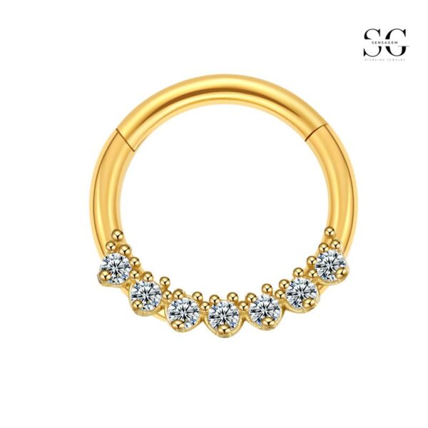 SGYS2034: 16g 316L Stainless Steel Nose Ring with Zircon Gemstones