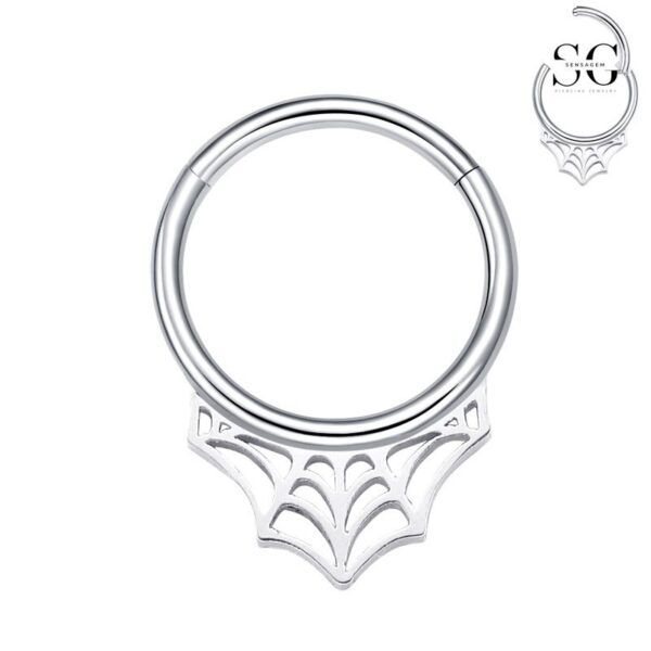 SGYS2033: 16g 316L Stainless Steel Spider Web Nose Ring (Seamless Closure)