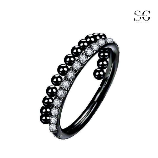 SGYS2031: 16G 316L Stainless Steel Hinged Nose Ring with Side Ball and Zircon Stone - Image 3