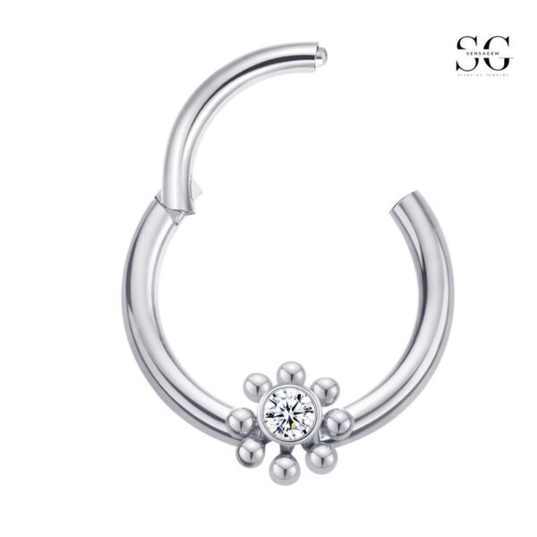 SGYS2032: 16g 316L Stainless Steel Nose Ring with Welded Small Ball and Zircon Stone - Image 2