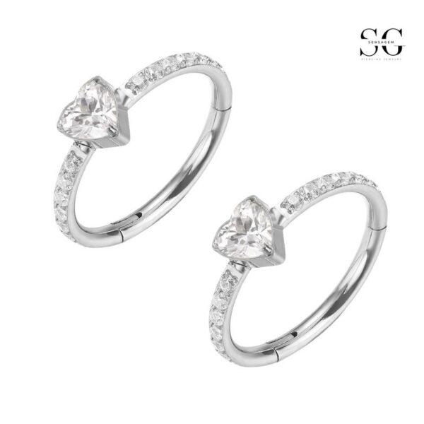 SGYS2030 16g Heart-Shaped 316L Stainless Steel Nose Ring with Zircon - Image 4