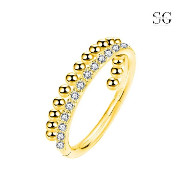 SGYS2031: 16G 316L Stainless Steel Hinged Nose Ring with Side Ball and Zircon Stone - Image 4